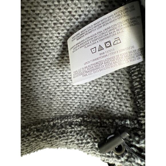 Eddie Bauer Cozy Black/Gray Long Sleeve partial zipper Pullover Sweater Size L - Picture 8 of 9